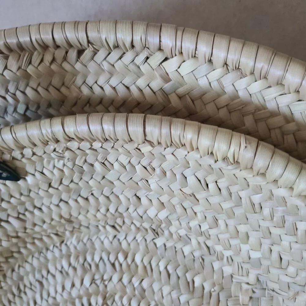 set (2) Sahbi Culture Moroccan Palm Leaf Berber Platters Baskets 22